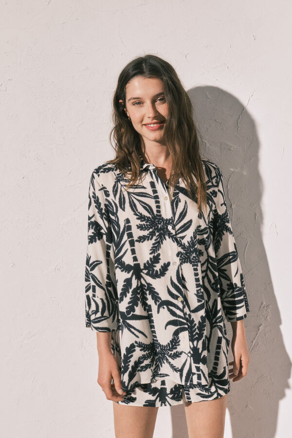 Women'secret Printed shirt and short set black