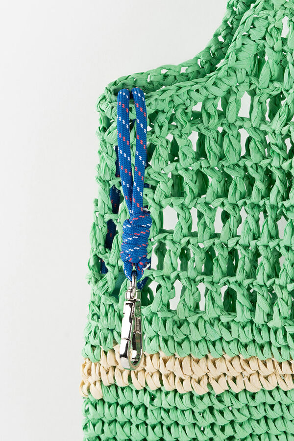 Victoria Natural fibre woven tote bag green