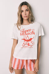 Women'secret Striped cotton short pyjamas Snoopy beige