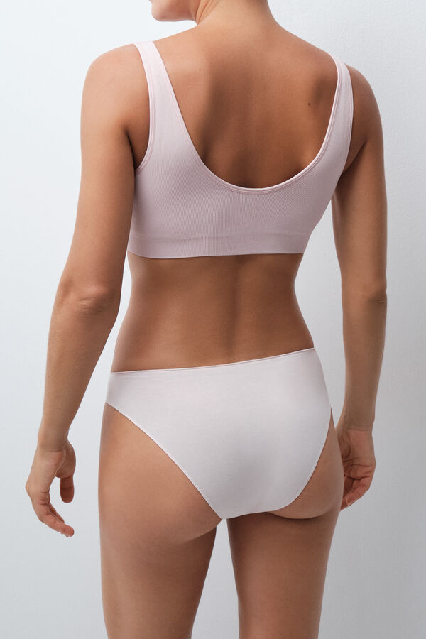 Women'secret Pack of 7 plain cotton classic panties with lace white