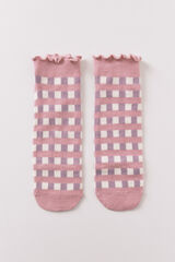 Women'secret Pink plaid print short socks pink