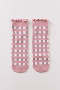 Women'secret Pink plaid print short socks