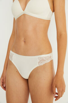 Womensecret White lace Brazilian panty beige