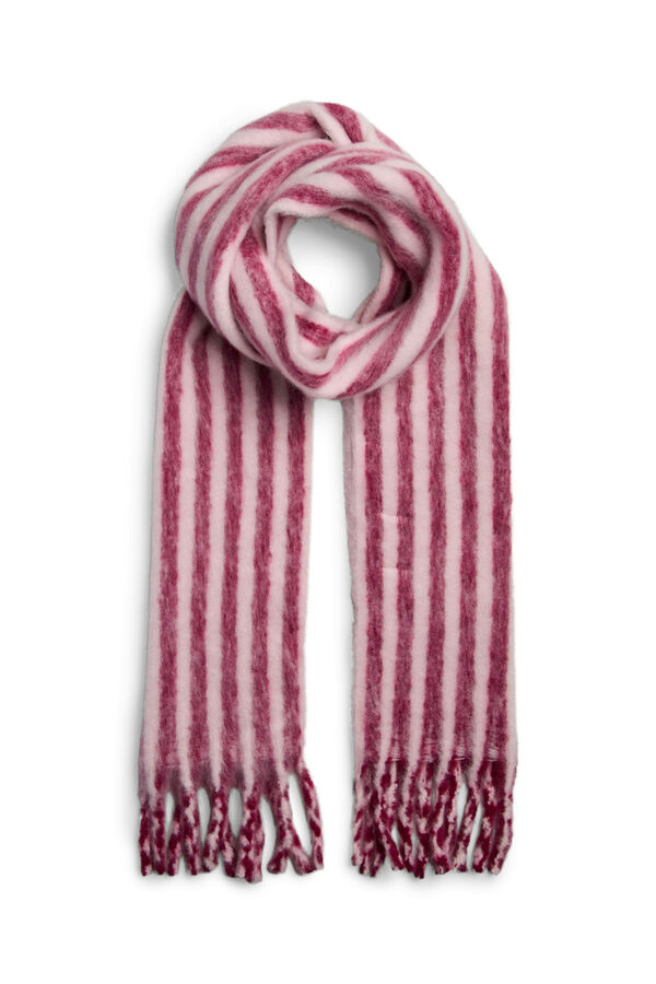 Pieces Cachecol longo riscas com franjas rosa