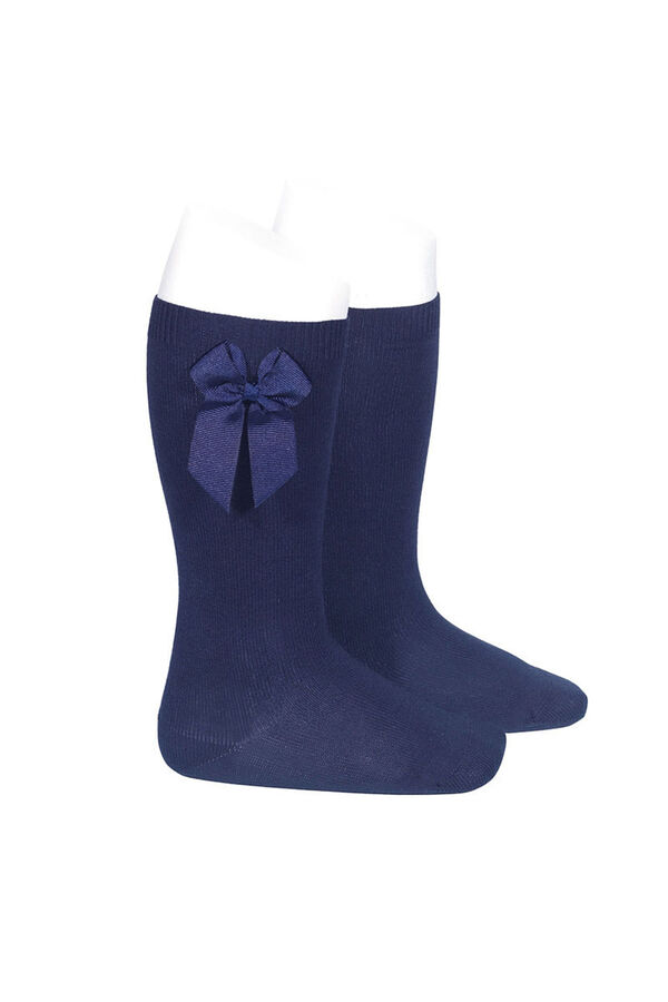 Condor High cotton socks with a bow blue