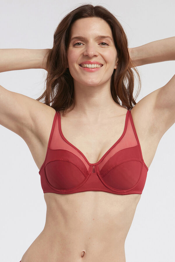 Womensecret Generous full cup underwired bra with tulle piros