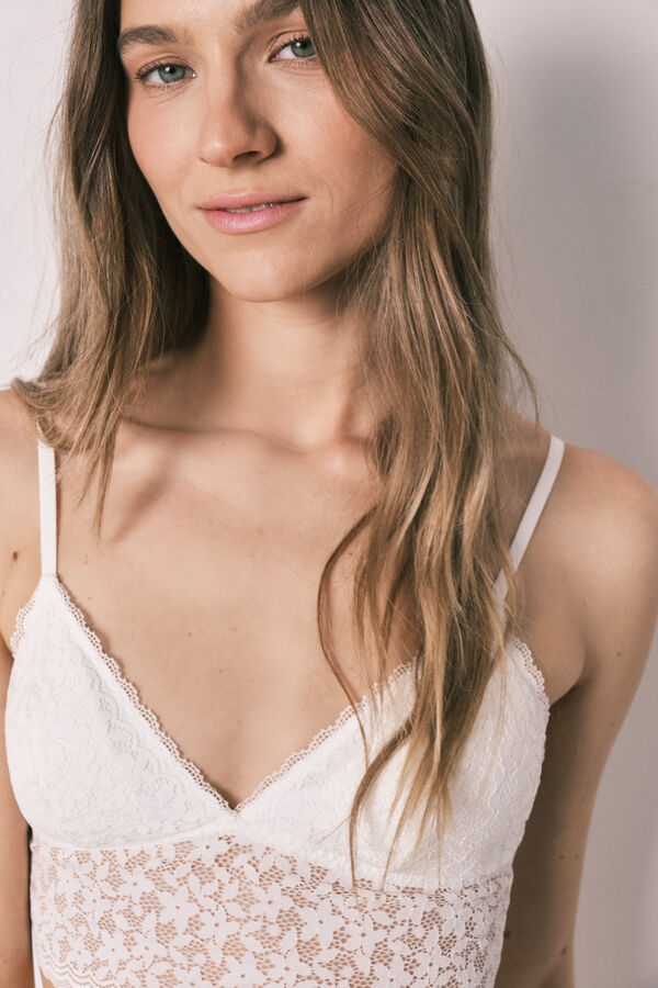 Women'secret White lace triangle bralette beige