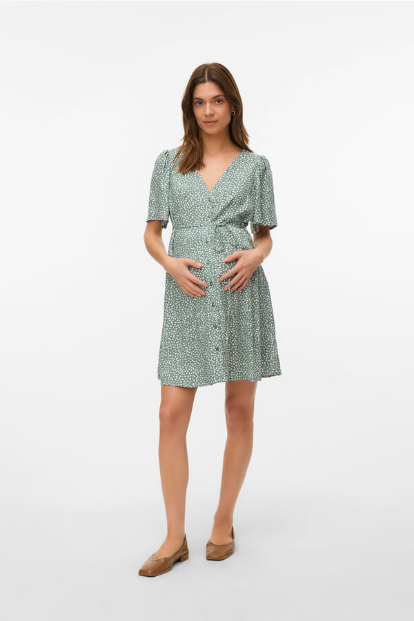 Mamalicious Maternity and breastfeeding short dress green