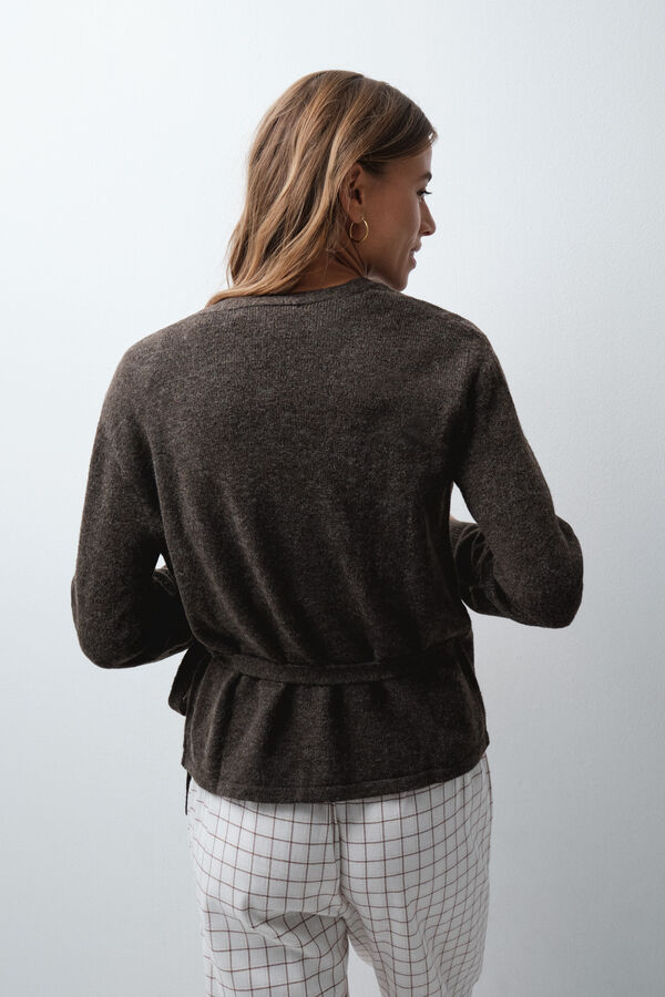 Women'secret Knit cardigan with faux fur collar nude