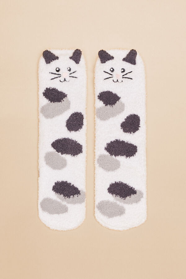 Womensecret Fluffy cat socks white