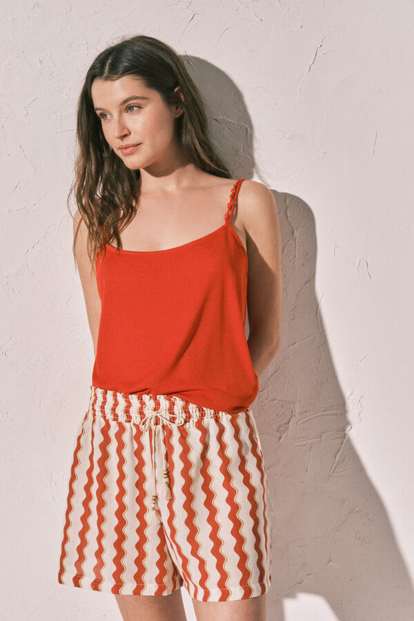 Women'secret Koralna majica sa tankim bretelama Koralna