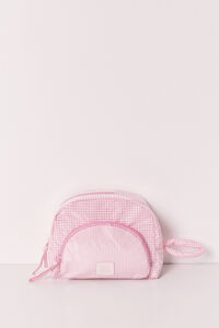 Women'secret Pink puffer checked and striped vanity case