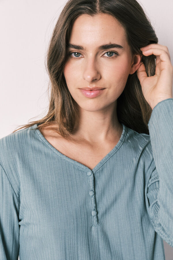 Women'secret Green pointelle long pyjamas blue