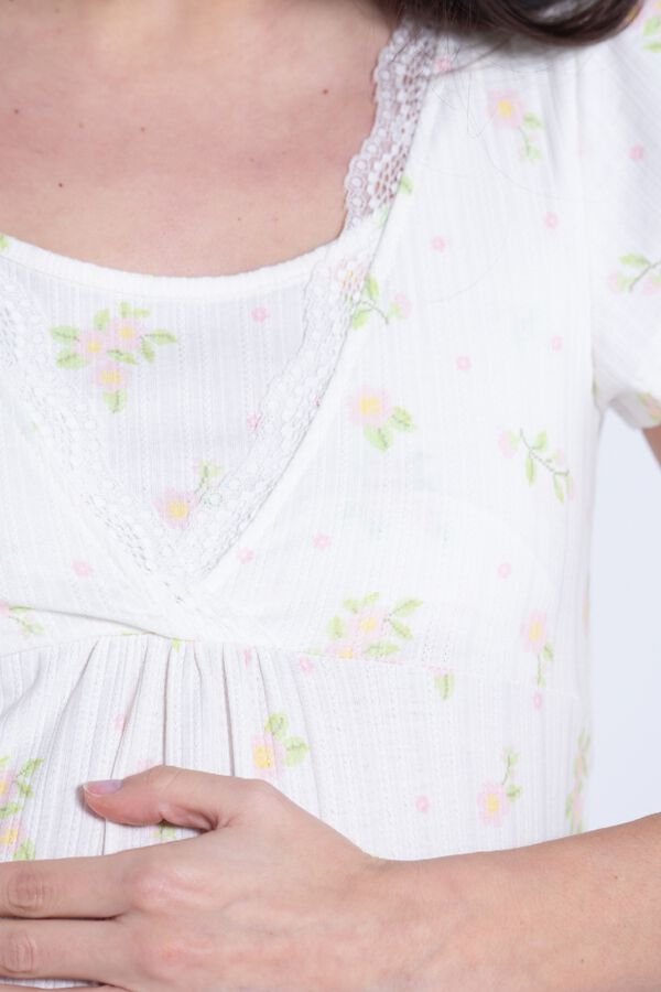 Ohma Floral print maternity nightgown white