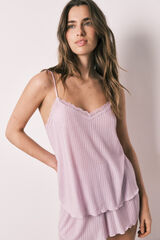 Women'secret Pink soft touch ribbed short pyjamas pink