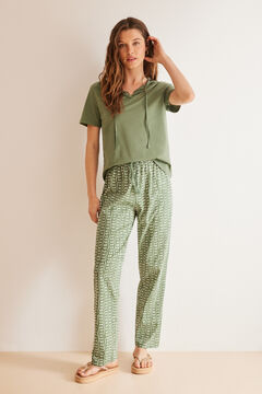 Womensecret 100% Cotton green geometric green pyjamas  Kaki