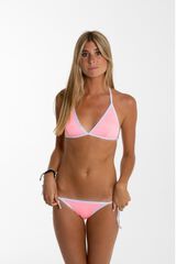 Cotton Sail Top bikini tri&aacute;ngulo ribetes brillo rosa