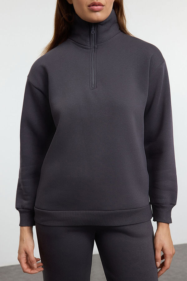 Trendyol Conjunto ch&aacute;ndal jogging felpa polar gris gris