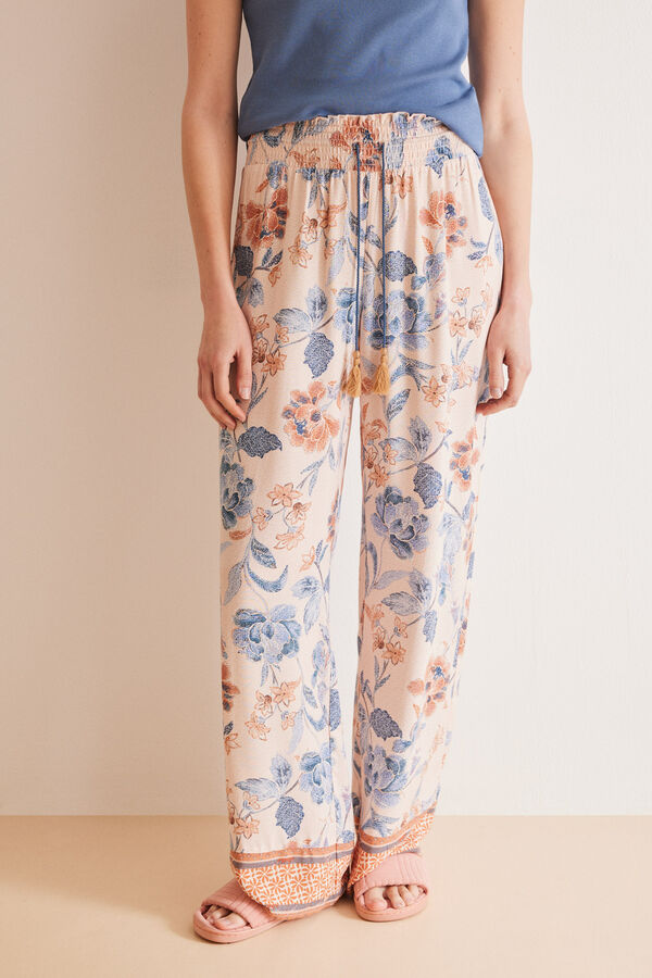 Womensecret Pink floral trousers printed