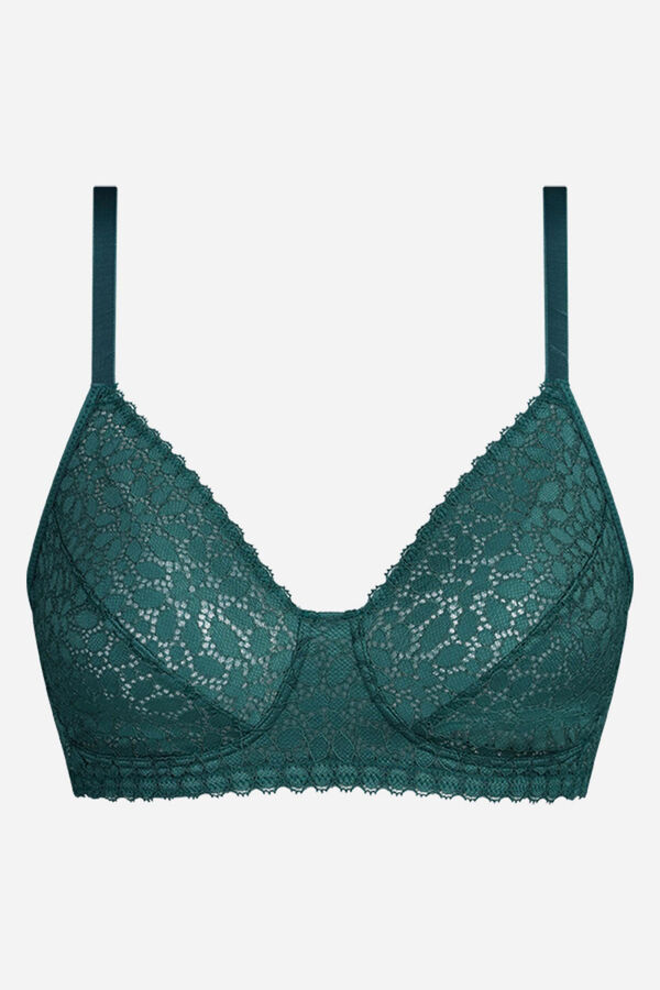 DIM Soutien sem aro de renda floral verde