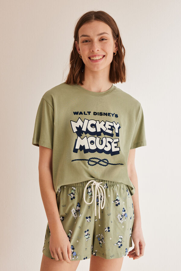 Womensecret Pidžama od 100% pamuka sa motivom Mickey Mouse Zelena