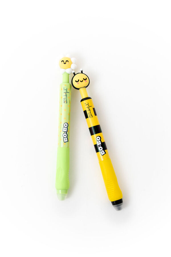 Mr. Wonderful Set of 2 erasable pens Daisy and Bee Bo-Bo Click! printed