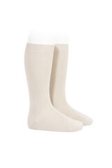 Condor Meias altas b&aacute;sicas de ponto liso bege
