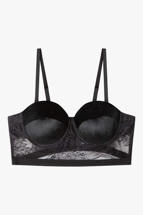 Gisela Lace and velvet bustier black