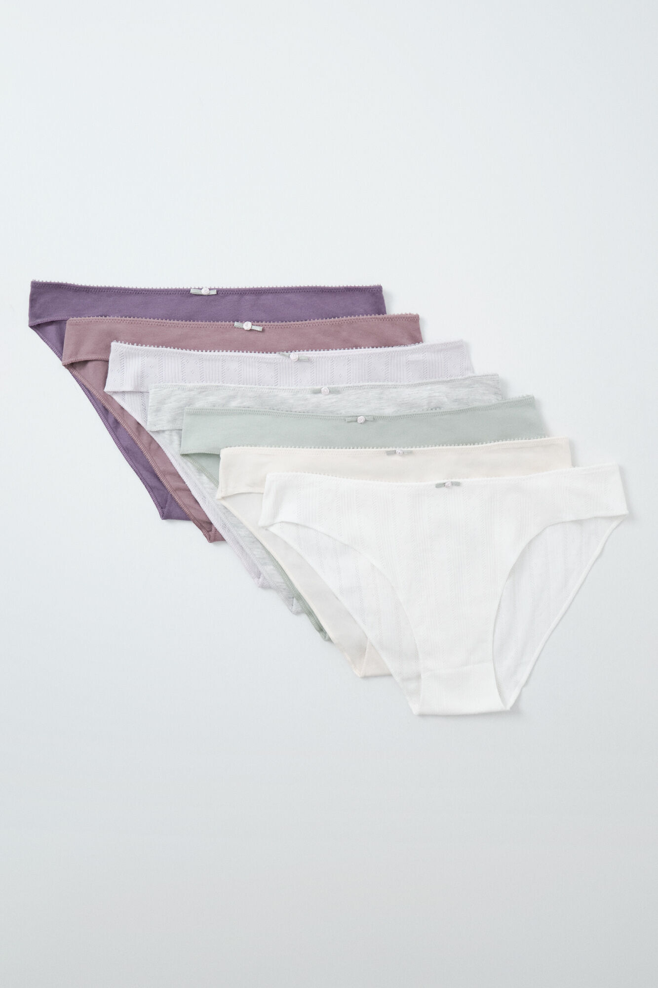 Women'secret Pack 7 bragas cl&aacute;sicas algod&oacute;n pointelle mix colores