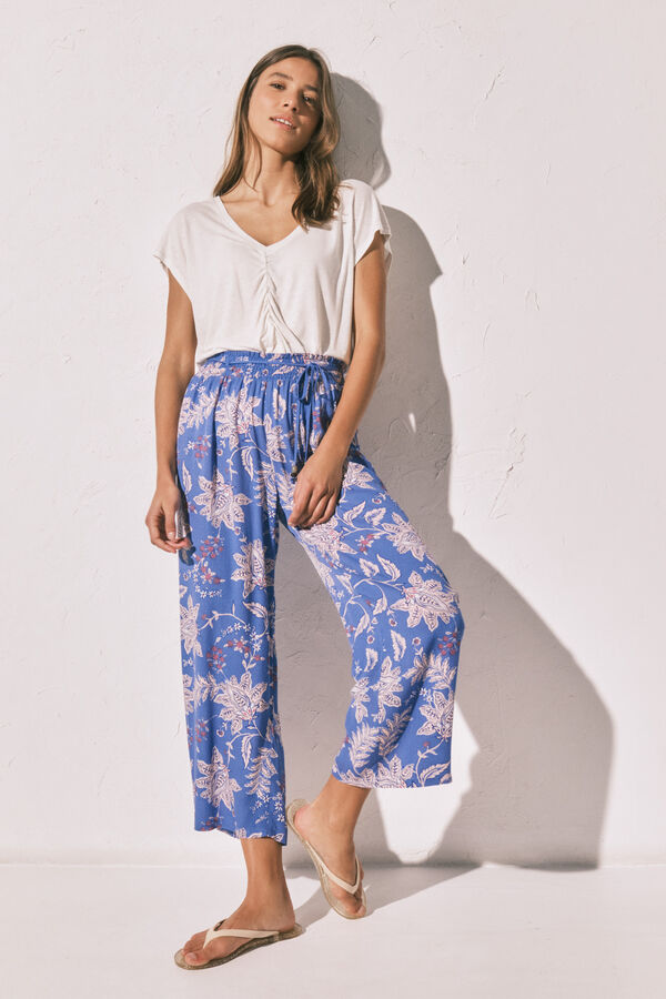 Women'secret Blau bedruckte Caprihose Blau