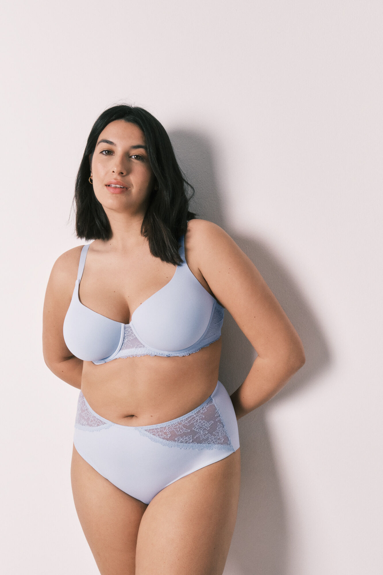 Women'secret Blue microfibre and lace classic bra BEAUTIFUL