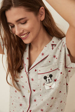 Womensecret Pijama largo camisero Mickey blanco