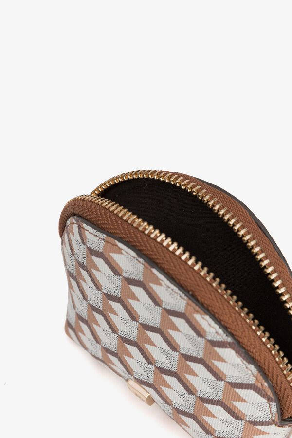 Vilanova Smeđe bež geometrijski novčanik za kovanice Crvena