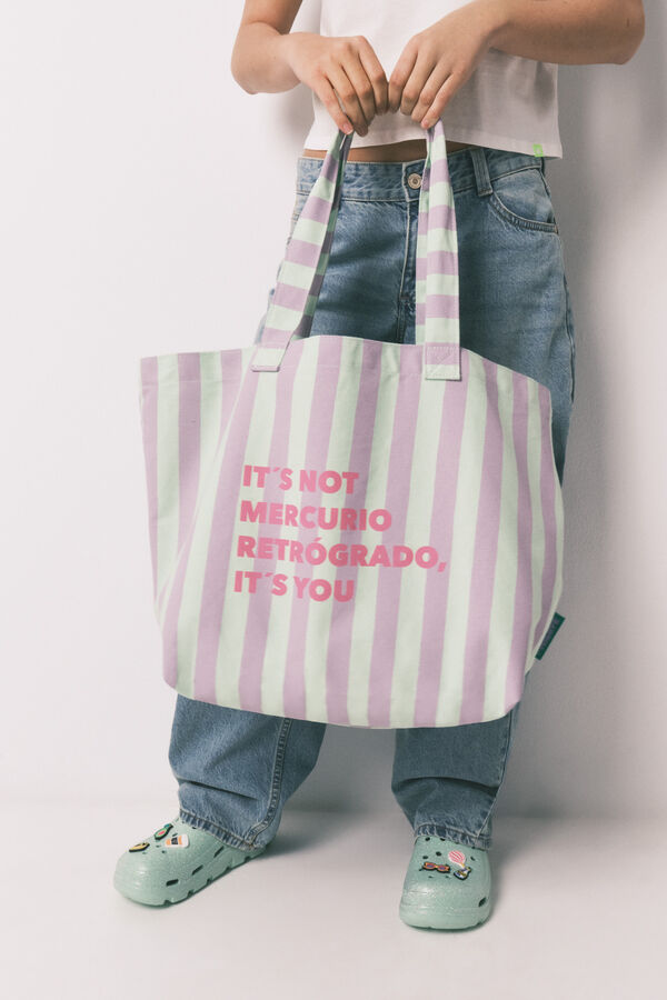 HI&BYE Green striped tote bag green