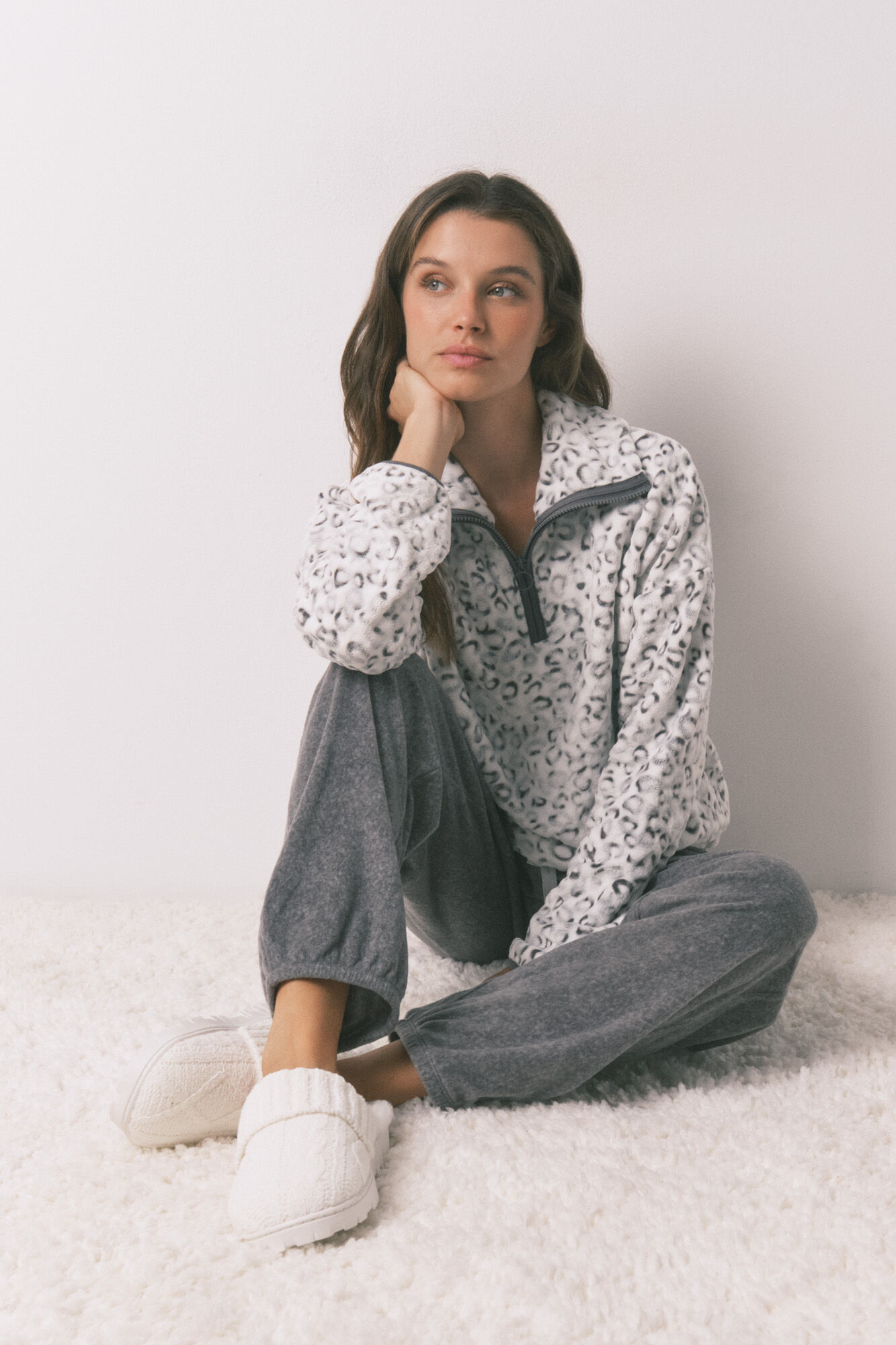Women'secret Long fleece animal print long pyjamas