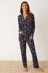 Promise Pijama camisero manga larga modal azul