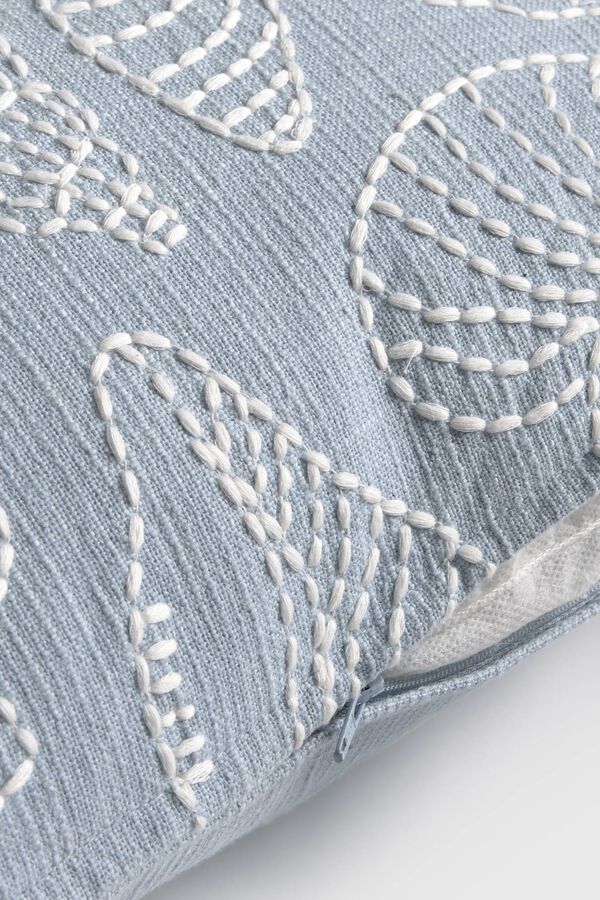 Textura Funda coj&iacute;n algod&oacute;n bordados marinos azul