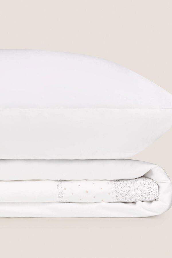 Womensecret Bettlaken Baumwollperkal Häkelstickerei. Bett 150-160 cm. Weiß