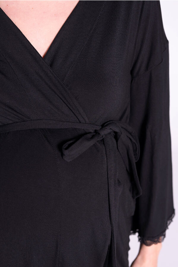 Womensecret Maternity robe with lace on bottom Crna