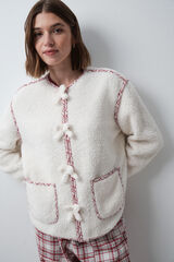 Women'secret Short faux shearling robe with bows beige