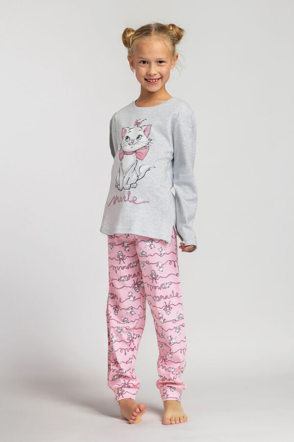 Admas Pijama infantil largo gato Marie Disney gris