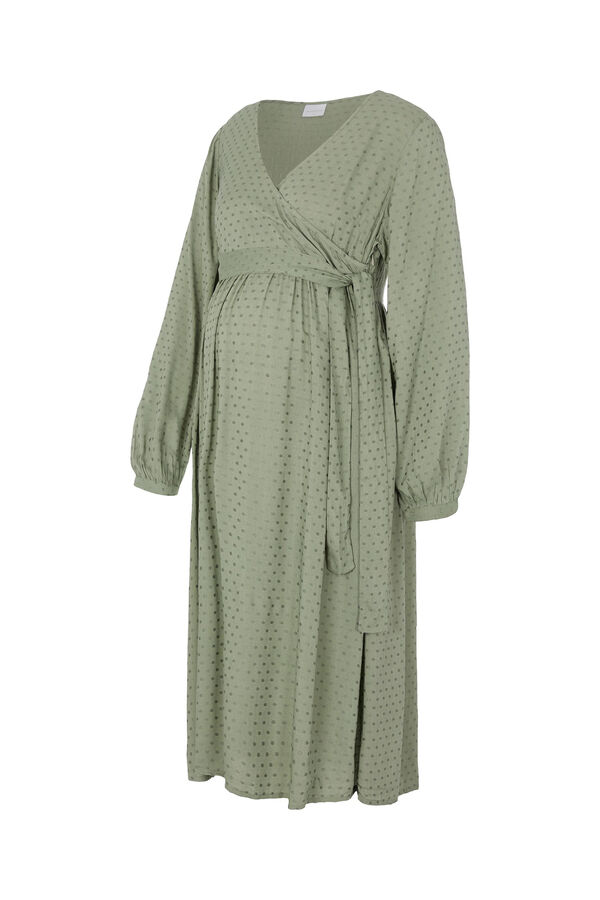 Womensecret Long-sleeved midi maternity wrap dress vert