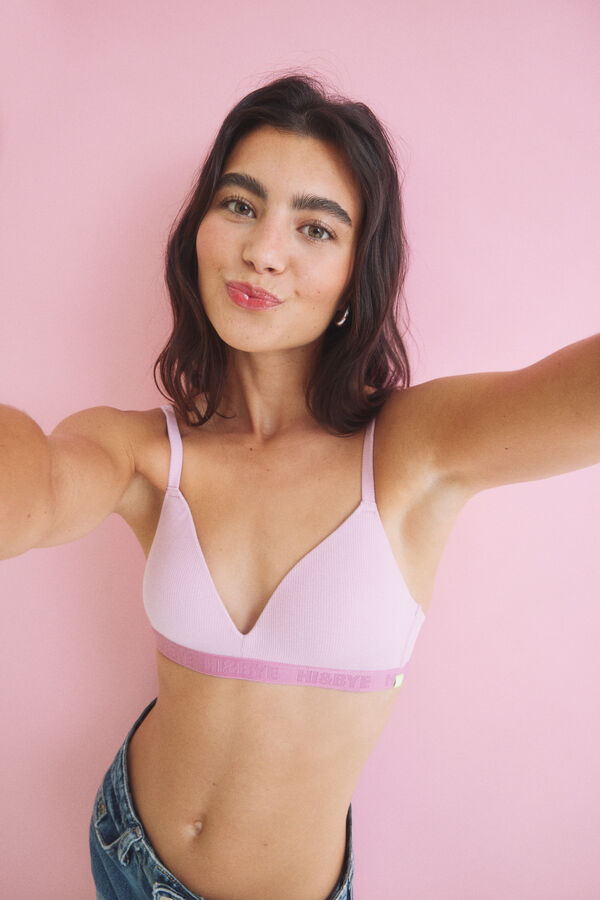 Womensecret Pink triangle bra with fixed cups pink