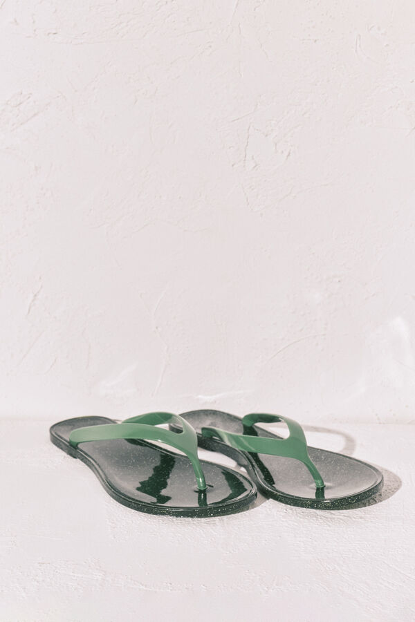 Women'secret Green glitter effect toe sandals beige