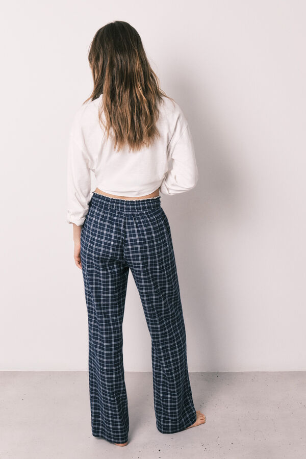 Women'secret Blue plaid long trousers blue