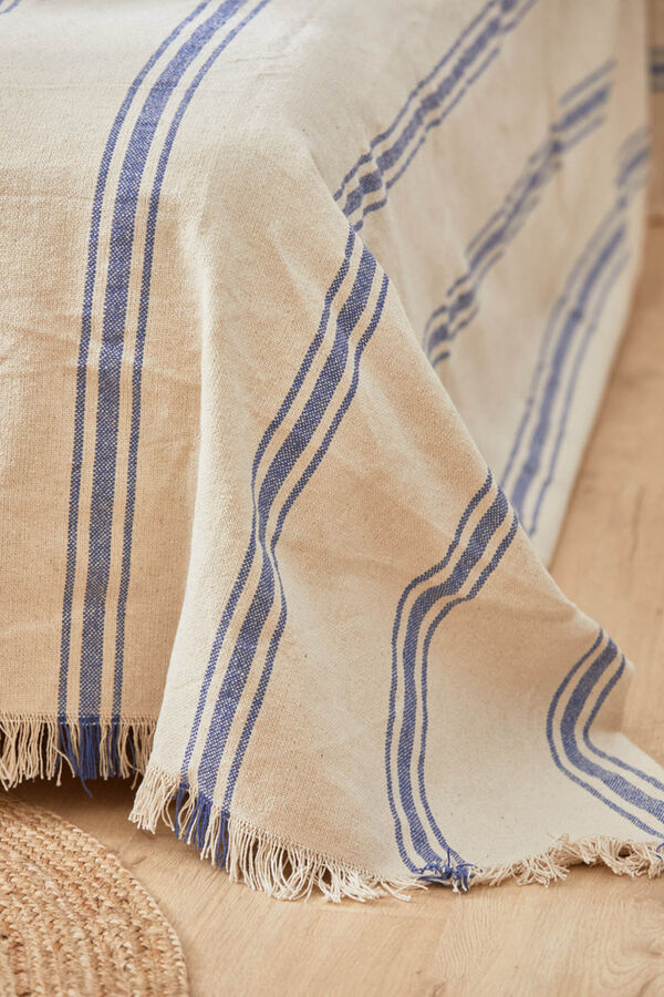 Calma House Tagesdecke mit gewebten Streifen Blau Bari Blau