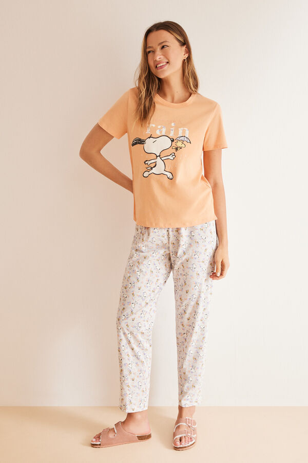 Womensecret Pijama 100% algodón naranja Snoopy naranja