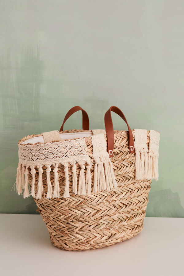 Womensecret Basket bag with crochet details  Smeđa