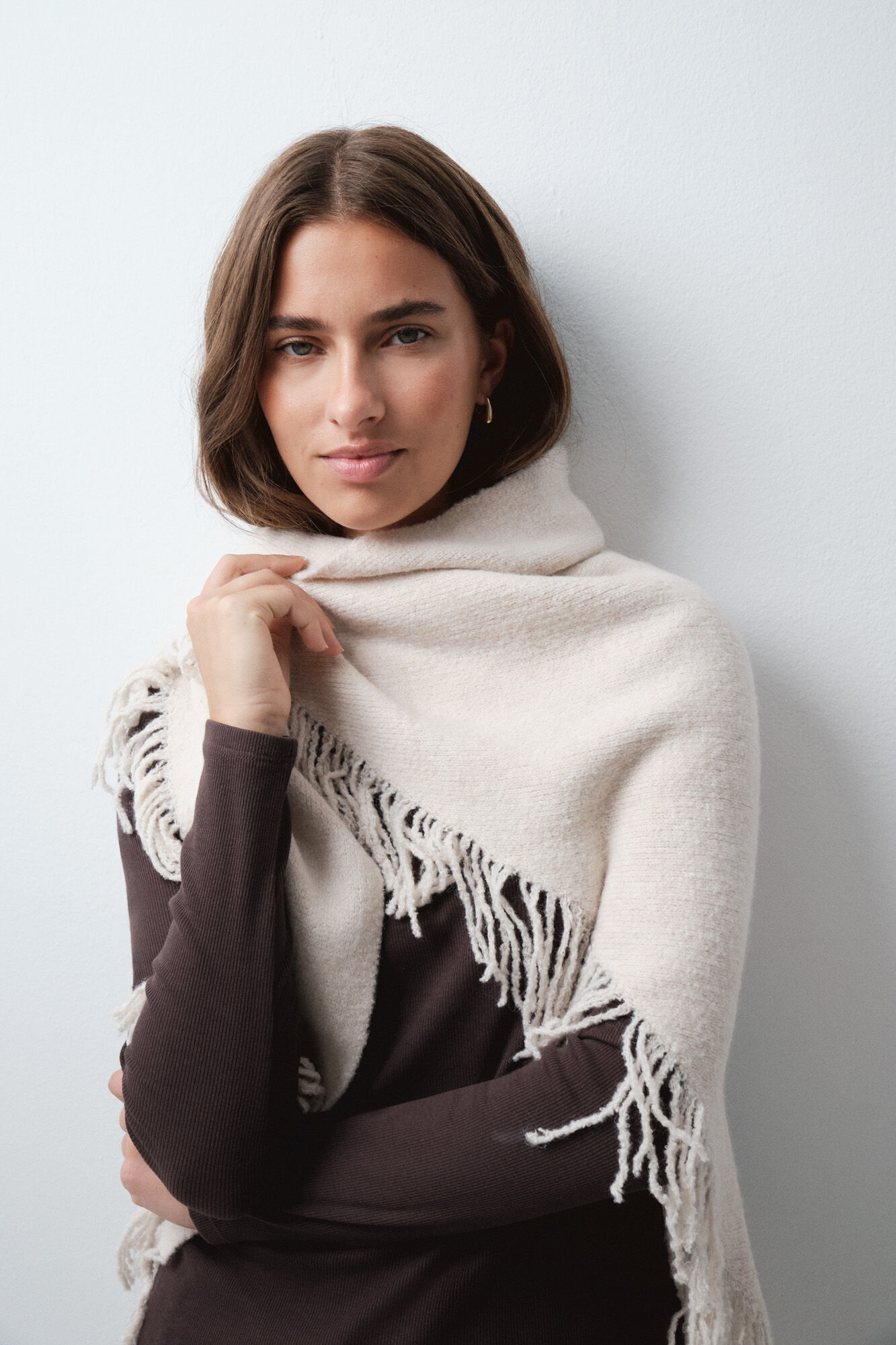 Women'secret Poncho en tricot beige