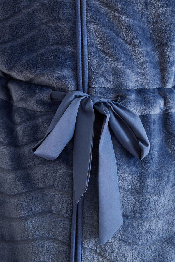 Womensecret Blue fleece zip-up robe blue